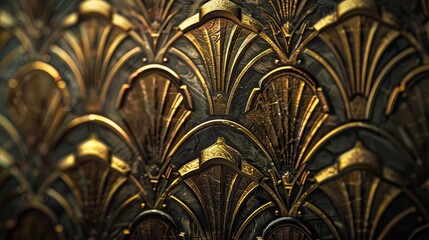  Art Deco Architectural Pattern: Gold and Black Geometric Design
