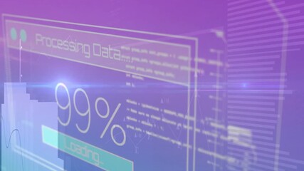 Poster - Processing data animation with 91% loading over futuristic digital interface