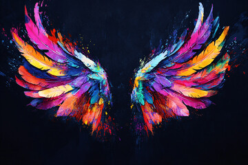 Canvas Print - Colorful Wings Abstract Art.