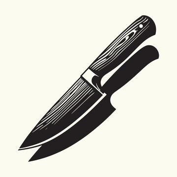 Wooden Handle Knife silhouette vector illustration