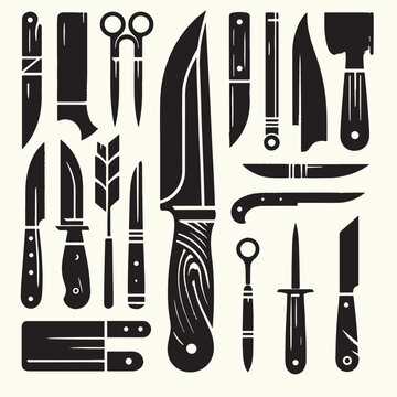 Wooden Handle Knife silhouette vector illustration