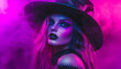 © StellaPattaya - Attractive young woman with witch gothic vampire makeup on helloween party over smoky background , halloween make up face
