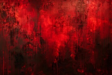 Poster - A painting featuring rich deep red and black paint brush strokes creating a bold and dynamic composition, Rich, deep red tones bringing life to the canvas