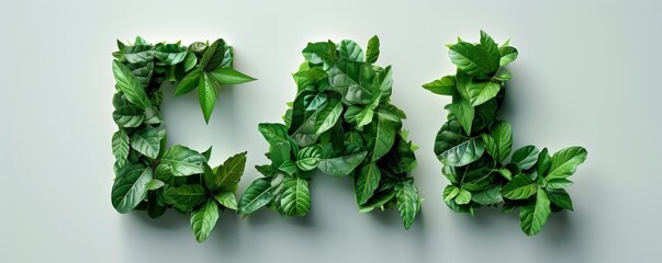 Poster - Nature-themed L-shaped English word 'LIM' made from green leaves on light background