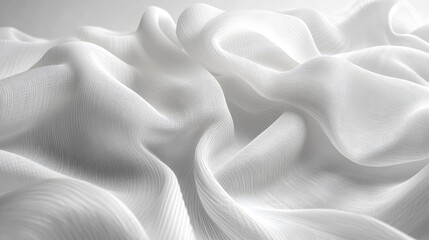 Poster - Abstract White Fabric with Ridged Texture and Smooth Curves