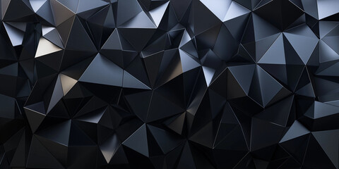 Wall Mural - Abstrakt geometrische Polygon Formen Schwarz Silber Farbverlauf Hintergrund Motiv