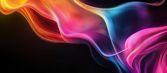 Poster - Abstract Swirling Lines of Vibrant Colors on a Black Background