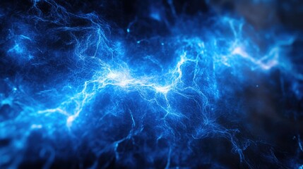 Wall Mural - electric texture. blue lightning on dark sky background. thunderbolt background