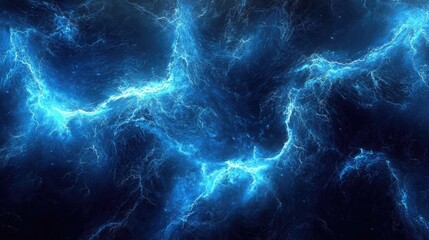 Wall Mural - electric texture. blue lightning on dark sky background. thunderbolt background