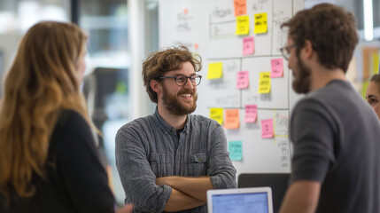 tech startup team brainstorming