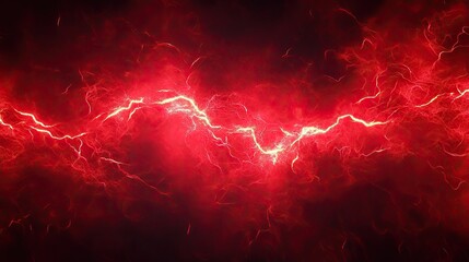 Wall Mural - electric texture. red lightning on dark sky background. thunderbolt background