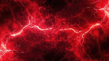 Wall Mural - electric texture. red lightning on dark sky background. thunderbolt background
