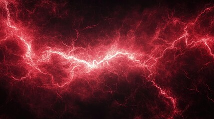 Wall Mural - electric texture. red lightning on dark sky background. thunderbolt background