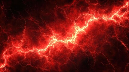 Wall Mural - electric texture. red lightning on dark sky background. thunderbolt background
