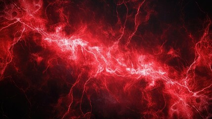 Wall Mural - electric texture. red lightning on dark sky background. thunderbolt background