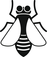 Poster - simple black silhouette of a striped insect with wings spread