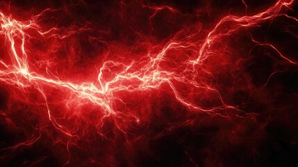Wall Mural - electric texture. red lightning on dark sky background. thunderbolt background