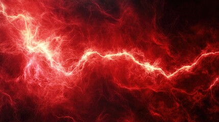 Wall Mural - electric texture. red lightning on dark sky background. thunderbolt background