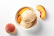 © Maryam - Bowl of Peach Ice Cream with peach Isolated on a white Background, overhead view