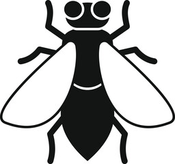 Wall Mural - Simple black and white vector illustration of a housefly spreading its wings