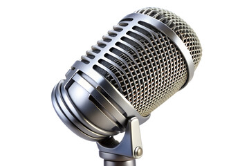 PNG vintage microphone close-up with metallic mesh isolated transparent