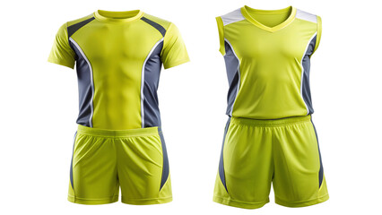 PNG lime green and gray sports kit with shorts transparent