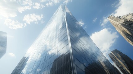 Wall Mural - Skyscraper Reflecting Clouds and Buildings