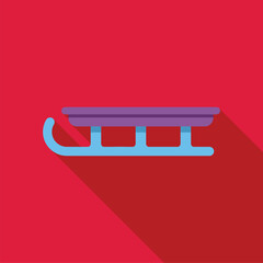 Poster - minimalist vector illustration of a wooden sled, evoking wintertime fun and snow activities