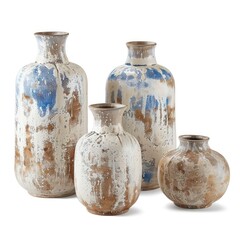 Antique ceramic vases feature intricate blue designs on a white background, blending artistic craftsmanship with elegant decor. Perfect for enhancing any space with timeless beauty