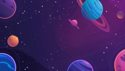 Poster - Space Background with Planets and Stars