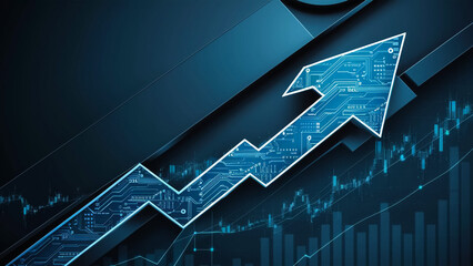 Abstract concept technology background image with hi-tech hexagons financial investment chart stock market