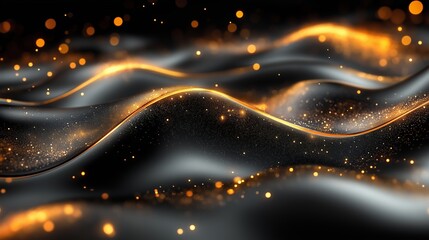 Poster - golden waves of light shimmer across a dark surface, creating a mesmerizing visual effect