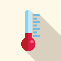 Poster - Minimalist vector illustration of a thermometer measuring high temperature, ideal for health and weather concepts