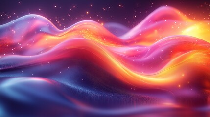 Poster - Abstract waves of vibrant colors flowing in a dynamic pattern against a dark background, creating a sense of depth and movement