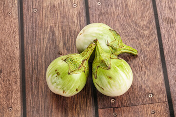 Canvas Print - Raw green round eggplant vegetable