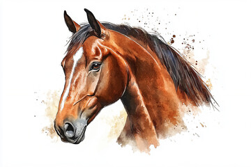  Watercolor Horse Portrait.