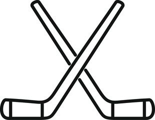 Poster - simple black and white vector icon representing two crossed hockey sticks