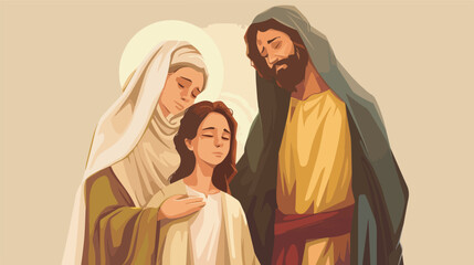 Poster - Holy Family Illustration Christianity Catholic Church God Jesus Mary Motherhood Parenthood Clipart No Background