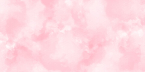 Wall Mural - Natural shiny and soft light watercolor blurry cloudy pink fluffy view sky wallpaper texture. Colorful beautiful sky pink color light grunge, wall background.