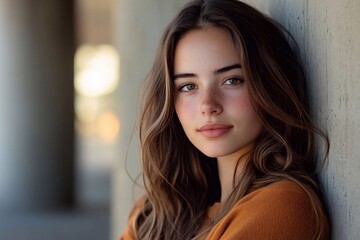 Wall Mural - Portrait Of A Beautiful Female College Student