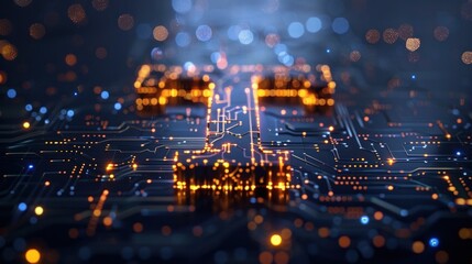 Poster - Circuit Board with Glowing Key