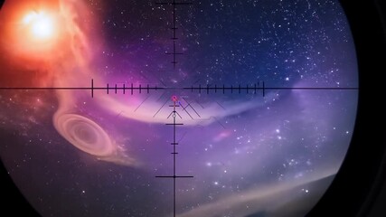 Poster - Cosmic Phenomenon Captured Through a Telescope in the Night Sky Generative AI