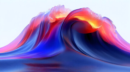 Canvas Print - A vibrant, stylized wave with colorful gradients and a dynamic, fluid appearance.