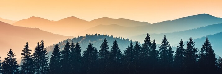 Canvas Print - Majestic Mountain Silhouette at Sunset - A breathtaking view of a mountain range silhouetted against a vibrant sunset sky. The scene evokes a sense of peace, tranquility, and the vastness of nature.