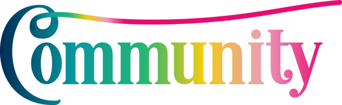 COMMUNITY vector rainbow gradient typography banner, COMMUNITY  gradient text vector