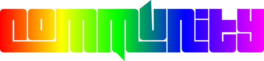 Fototapete - COMMUNITY vector rainbow gradient typography banner, COMMUNITY  gradient text vector