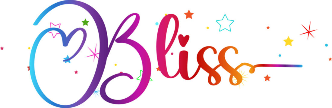 Holiday greeting card design template with mid-century modern graphics , BLISS vector text, BLISS gradient
