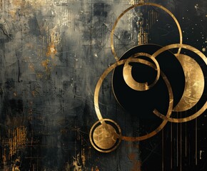 Wall Mural - Abstract circles and grunge textures on a dark background