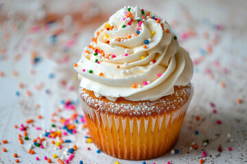 Wall Mural - Delicious Cupcake with Sprinkles