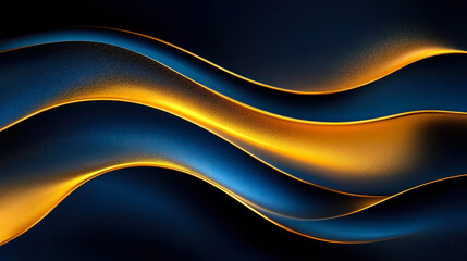 Poster - luxurious gold and navy blue abstract waves background with elegant curves and copy space for text, 